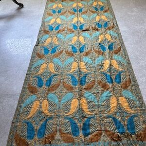 Vintage Pashmina 100% Pashmina Lightweight Elegant Teal and Gold